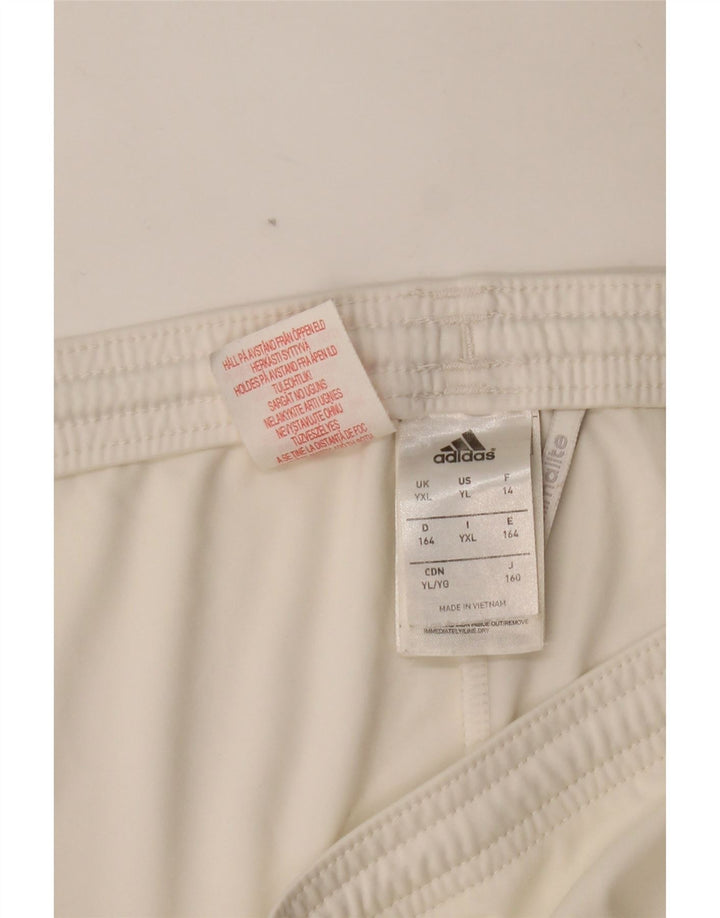 ADIDAS Boys Climalite Sport Shorts 13-14 Years XL Off White Polyester