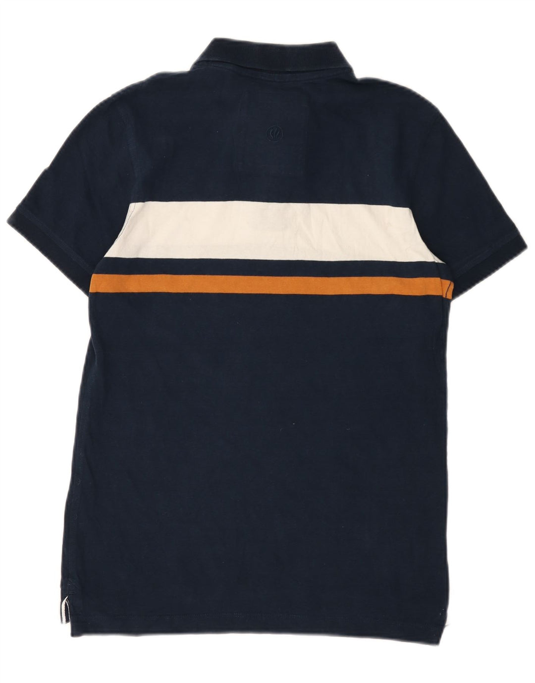 FAT FACE Mens Polo Shirt XS Navy Blue Colourblock Cotton