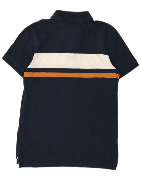FAT FACE Mens Polo Shirt XS Navy Blue Colourblock Cotton