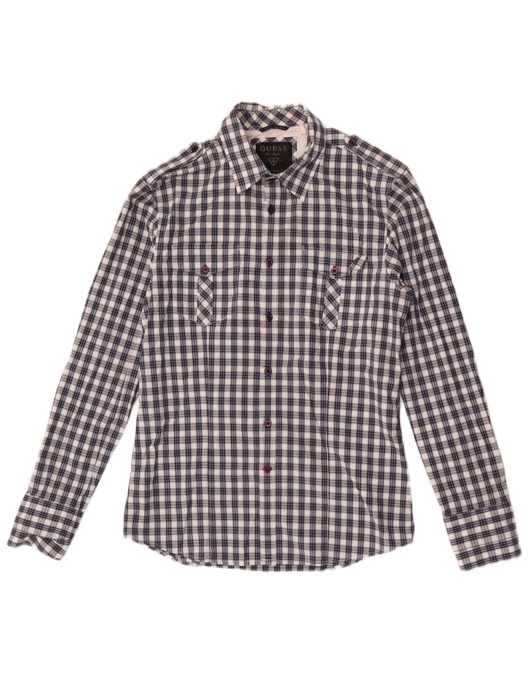Guess Mens Shirt Small Blue Check Cotton