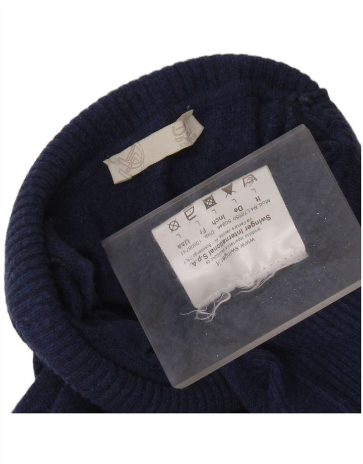 BYBLOS Womens Roll Neck Jumper Sweater UK 14 Large Navy Blue Acrylic