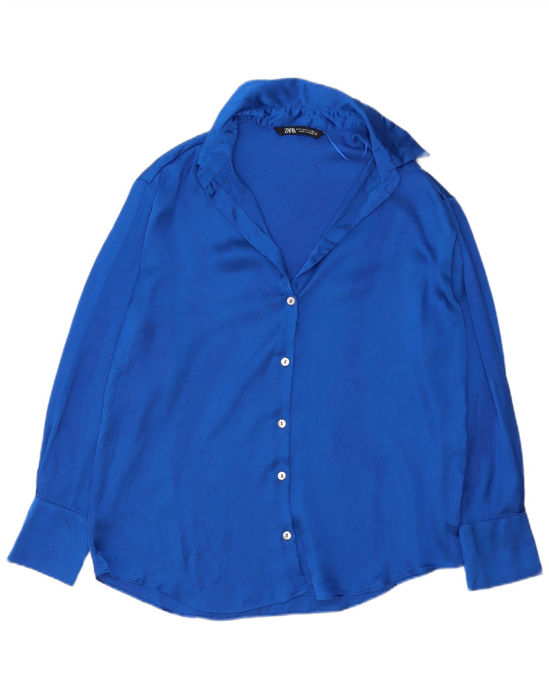 ZARA Womens Shirt Blouse UK 14 Medium Blue Polyester