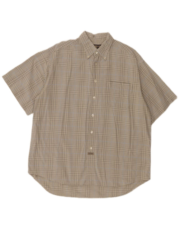 Dockers Mens Short Sleeve Shirt Large Khaki Check Cotton