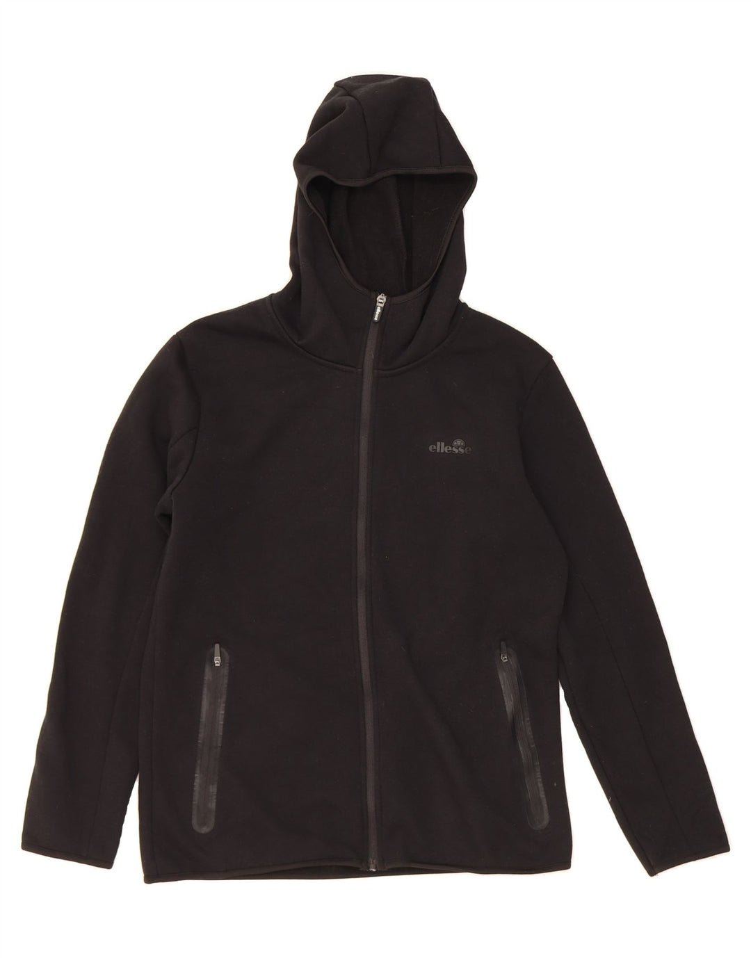 ELLESSE Womens Zip Hoodie Sweater UK 16 Large Black Polyester Vintage Ellesse and Second-Hand Ellesse from Messina Hembry 