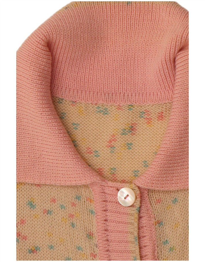 VINTAGE Womens Cardigan Sweater UK 14 Medium Beige Flecked
