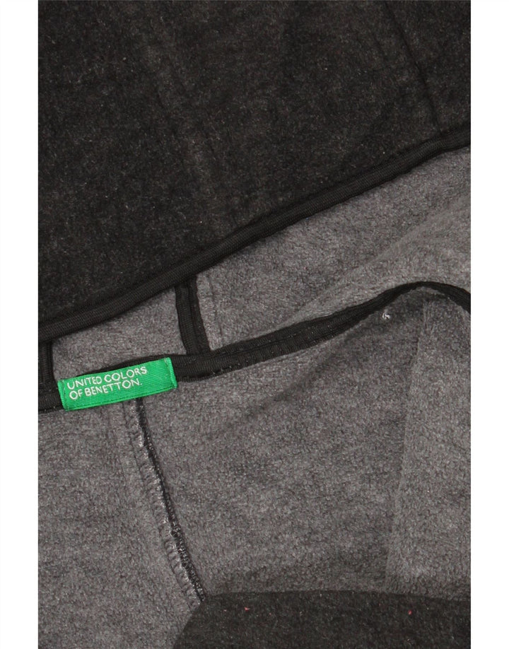 Benetton Womens Hooded Fleece Jacket UK 12 Medium Grey
