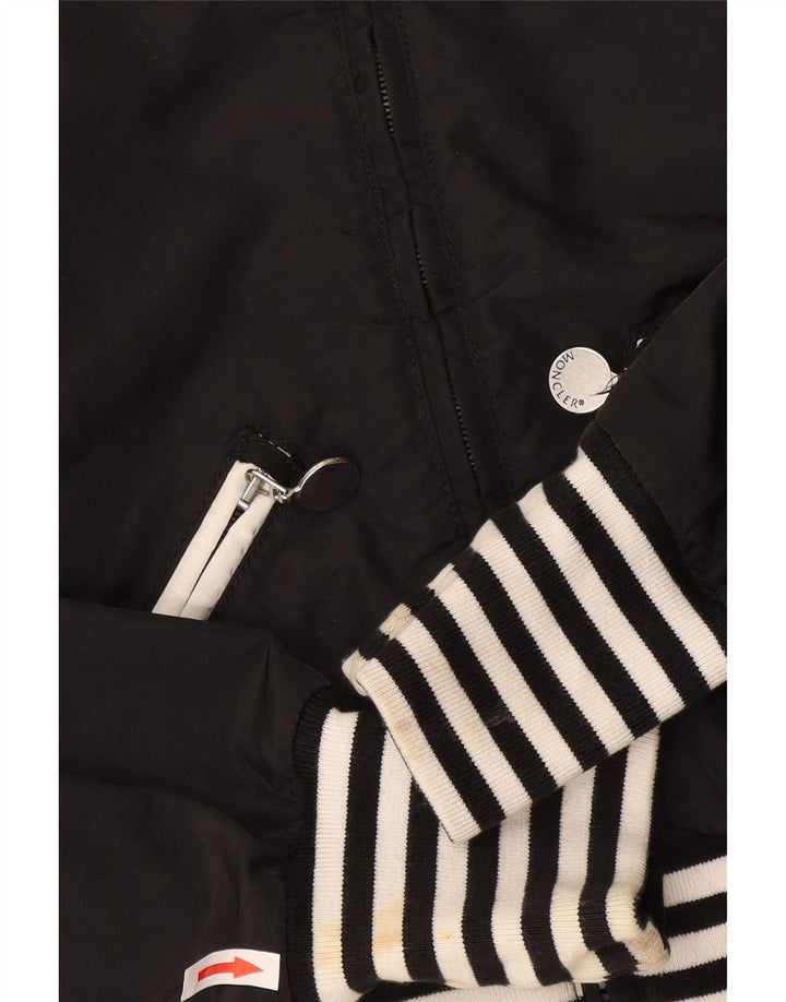 Moncler Girls Crop Bomber Jacket 9-10 Years Black Striped Polyamide