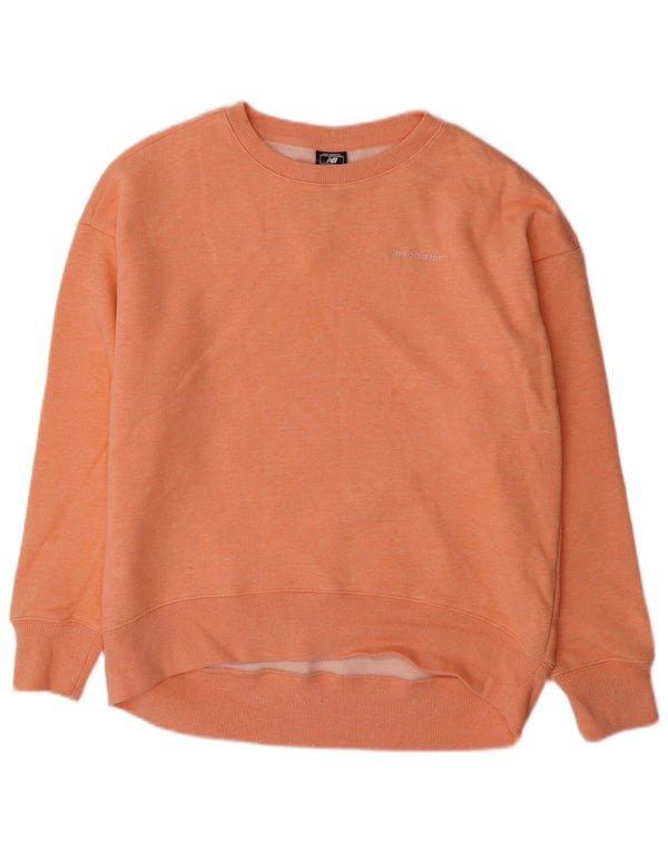 NEW BALANCE Womens Oversized Sweatshirt Jumper UK 10 Small Orange Flecked