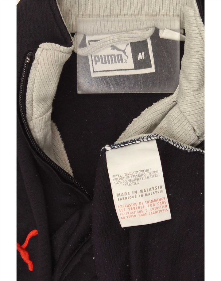 Puma Mens Zip Neck Sweatshirt Jumper Medium Navy Blue Colourblock Polyester
