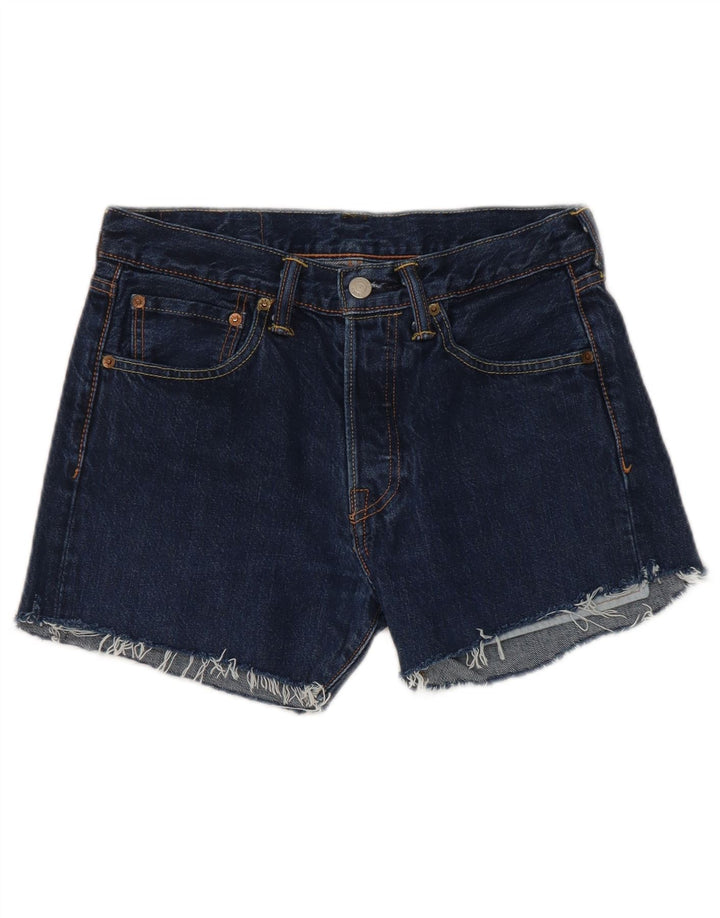 Levi's Womens 501 Distressed Denim Shorts W28 Medium Navy Blue Cotton