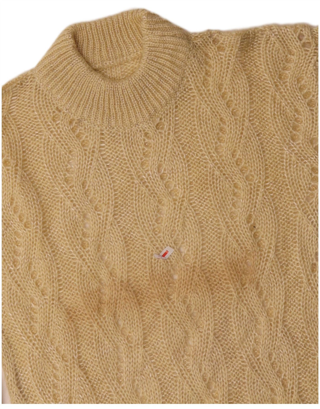 VINTAGE Womens Turtle Neck Jumper Sweater UK 10 Small Beige