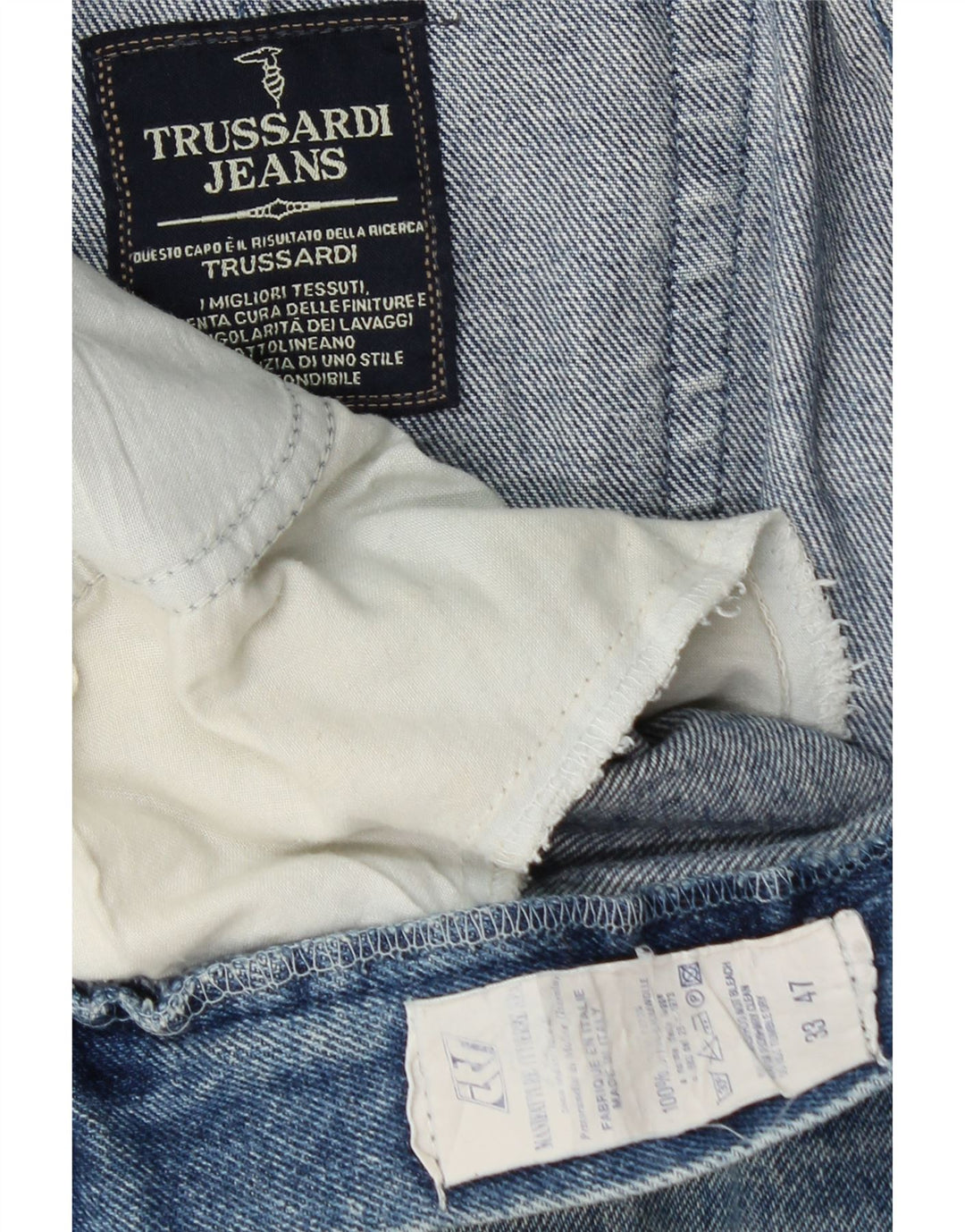 TRUSSARDI Womens Tapered Jeans W33 L30 Blue Cotton