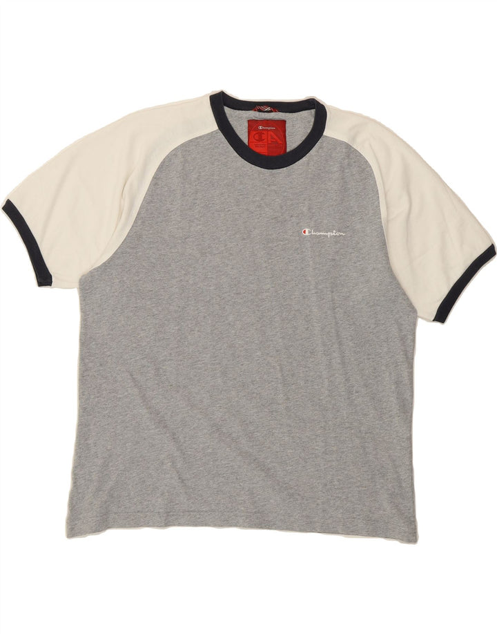 CHAMPION Mens T-Shirt Top Medium Grey Colourblock Cotton Vintage Champion and Second-Hand Champion from Messina Hembry 