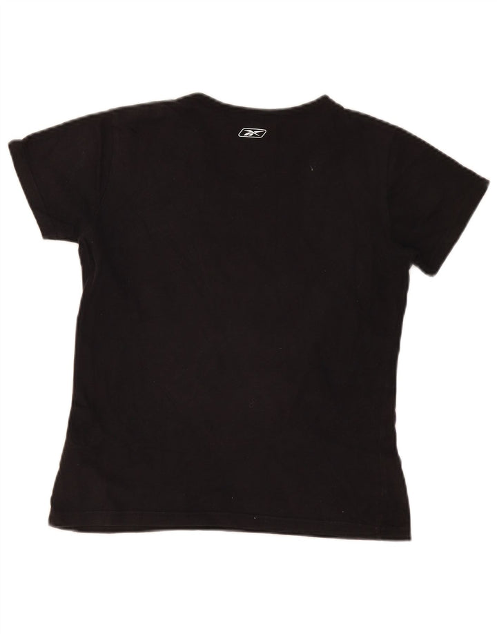 Reebok Womens T-Shirt Top UK 12 Medium Black Cotton