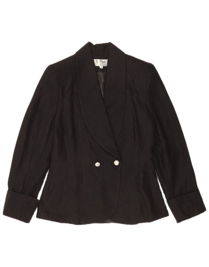 Vintage Womens Double Breasted Blazer Jacket IT 42 Medium Black Striped