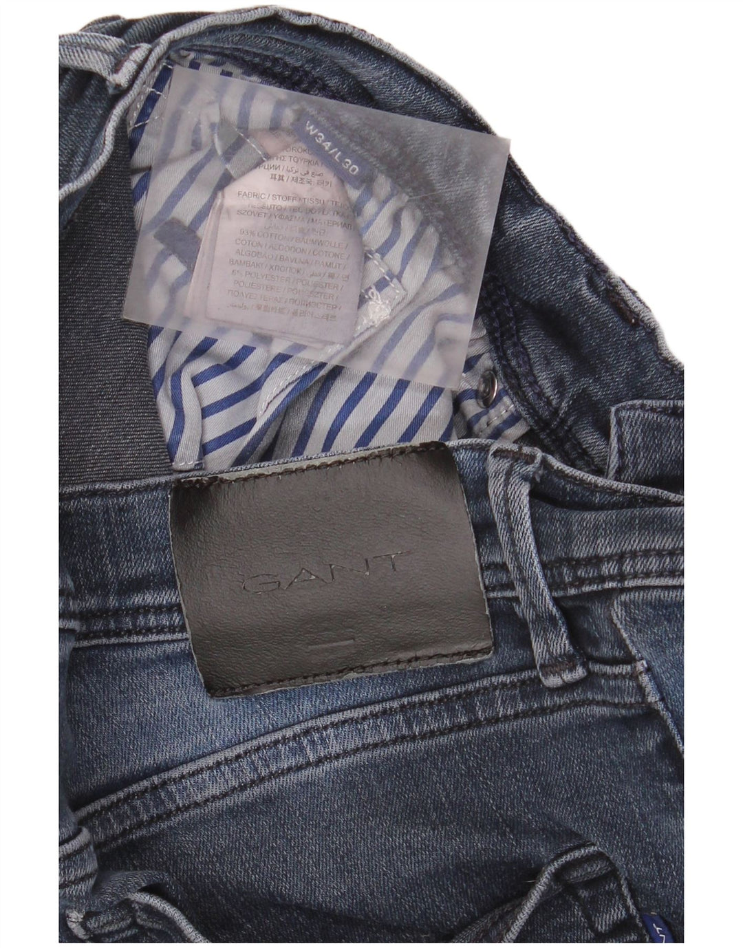 GANT Mens Slim Jeans W34 L30 Blue Cotton