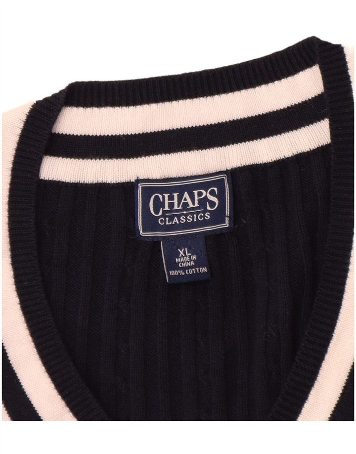 CHAPS Womens Classics 3/4 Sleeve V-Neck Jumper Sweater UK 18 XL Navy Blue