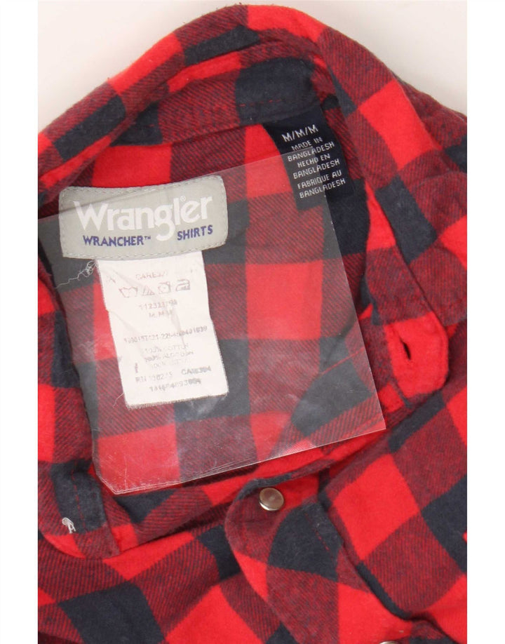 Wrangler Mens Flannel Shirt Medium Red Gingham Cotton