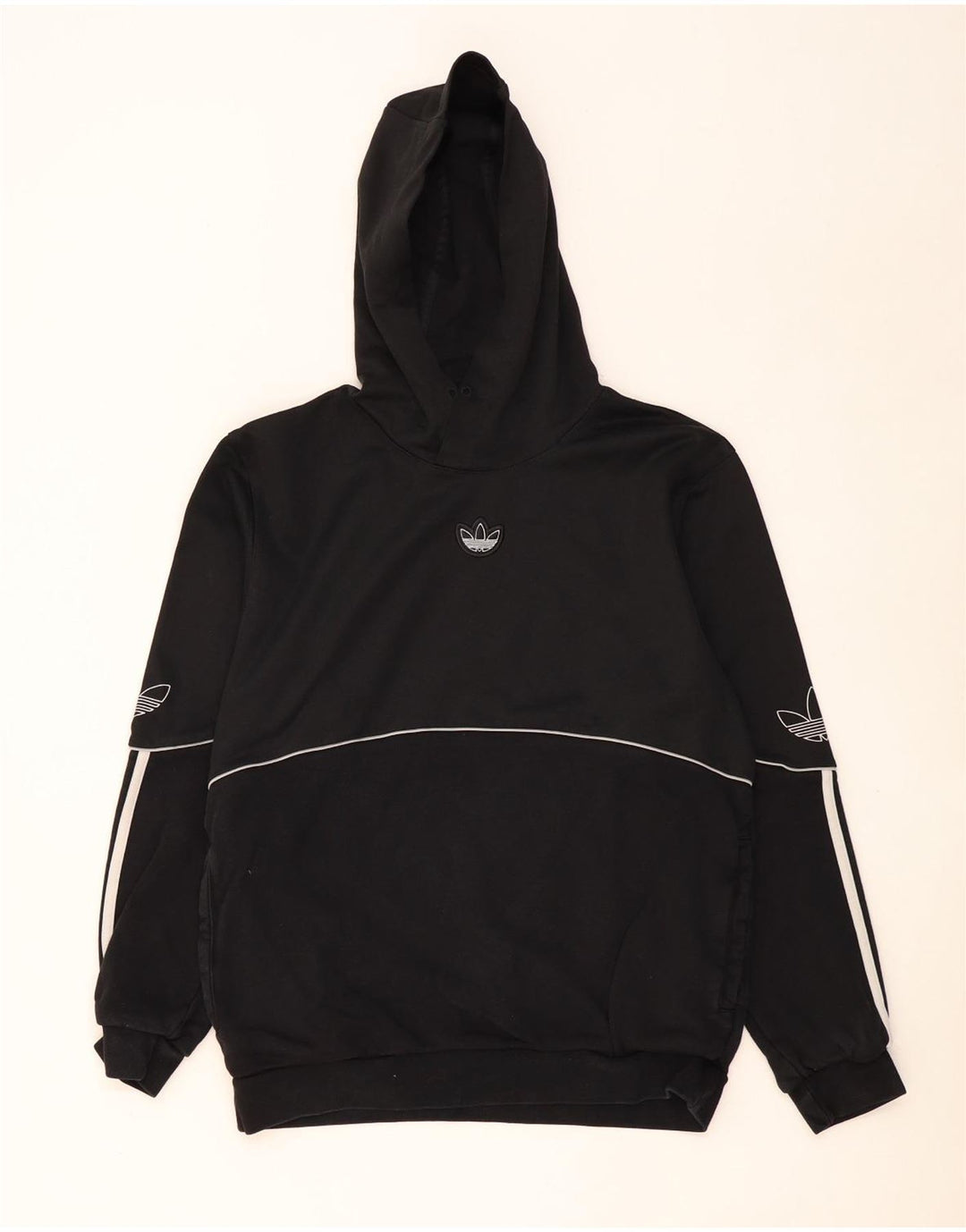 ADIDAS Mens Graphic Hoodie Jumper Medium Black Cotton