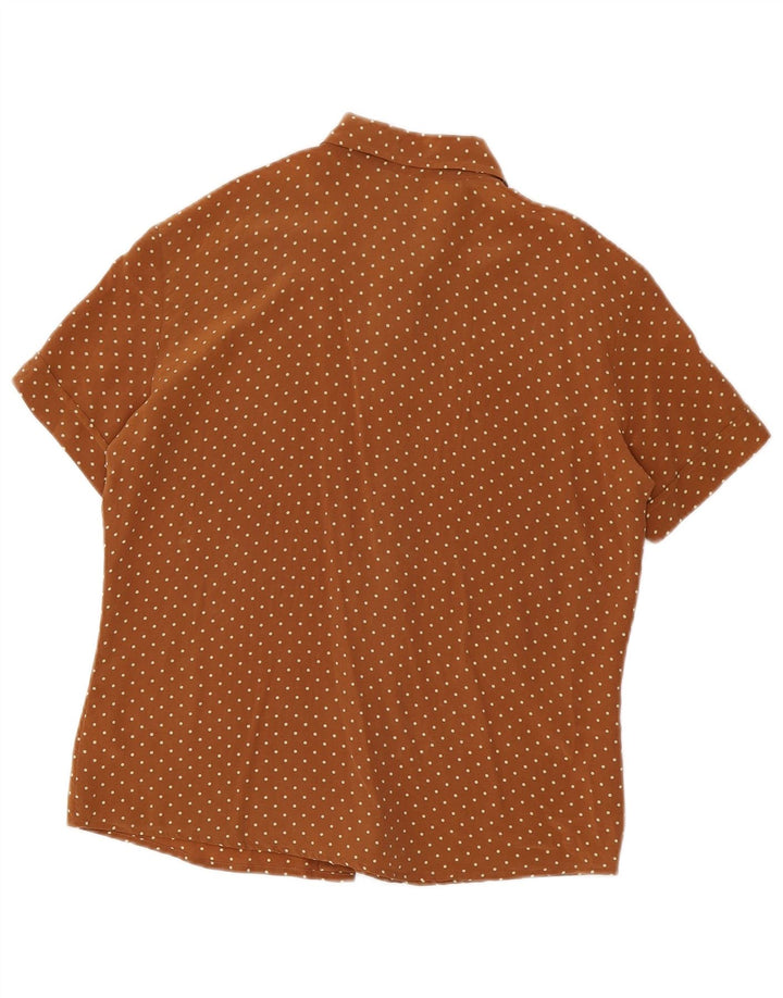 Benetton Womens Shirt Blouse IT 46 Large Brown Spotted Silk