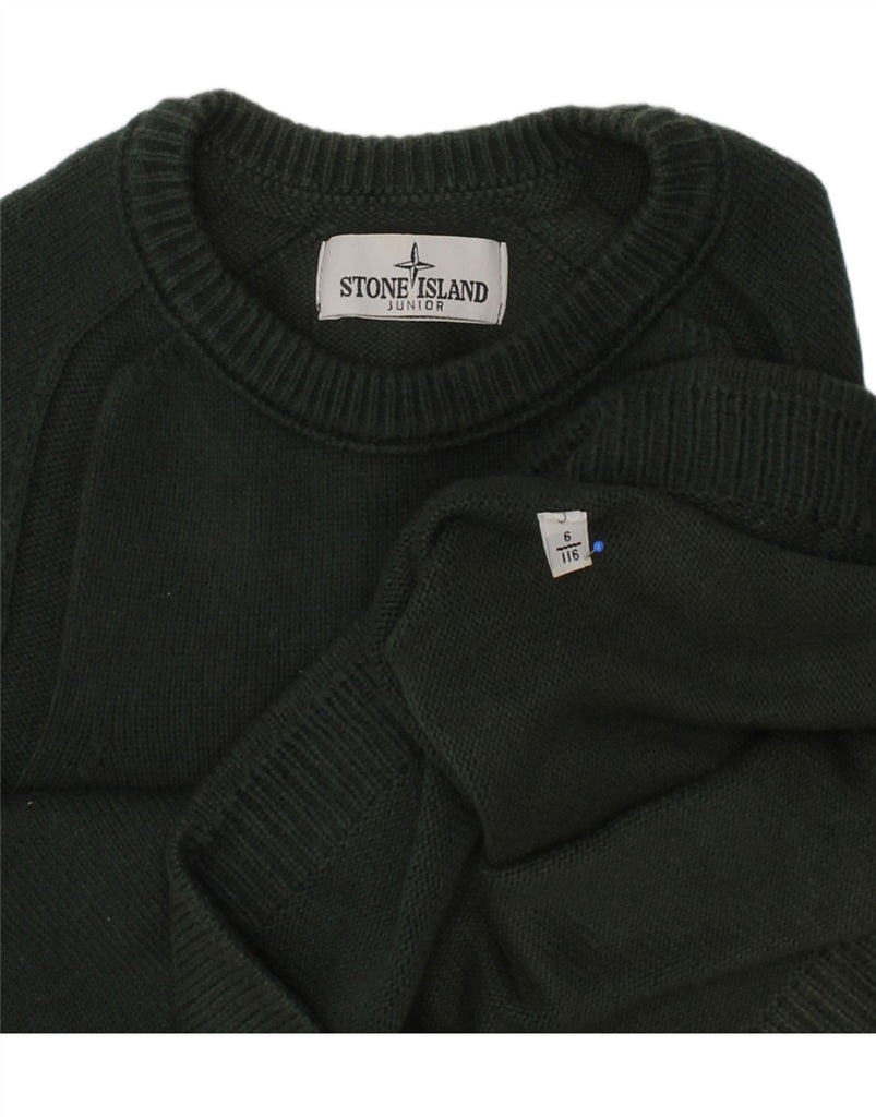 STONE ISLAND Boys Crew Neck Jumper Sweater 5-6 Years Khaki Vintage Stone Island and Second-Hand Stone Island from Messina Hembry 