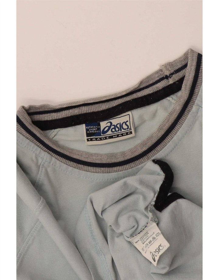 Asics Mens T-Shirt Top Small Blue Striped Cotton