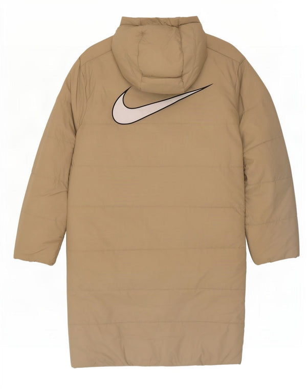 Nike Womens Oversized Graphic Hooded Padded Coat UK 6 XS Beige