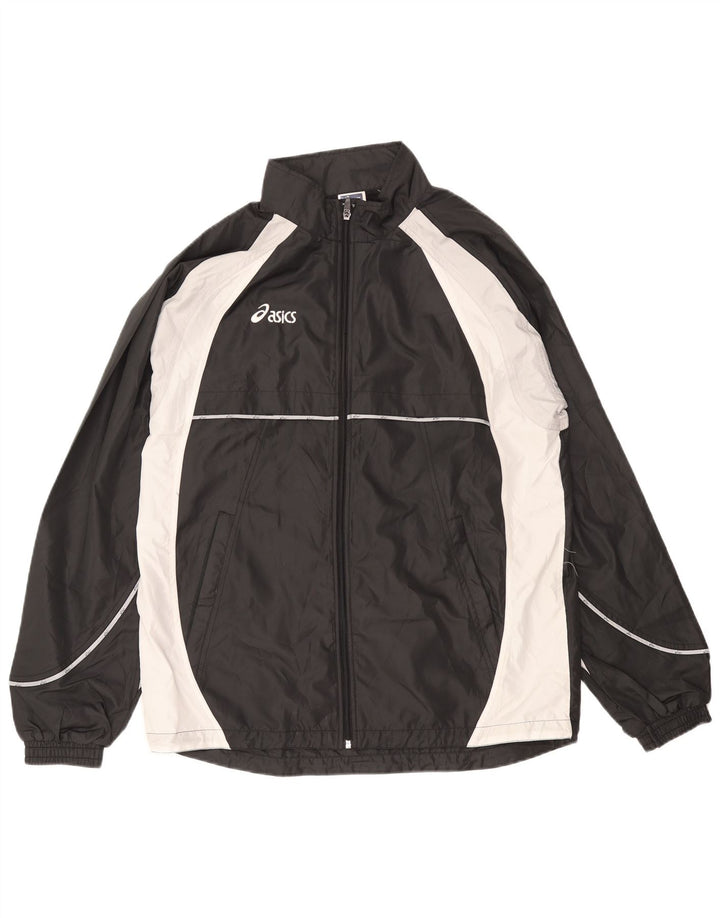 ASICS Mens Tracksuit Top Jacket XL Black Colourblock Microfibers