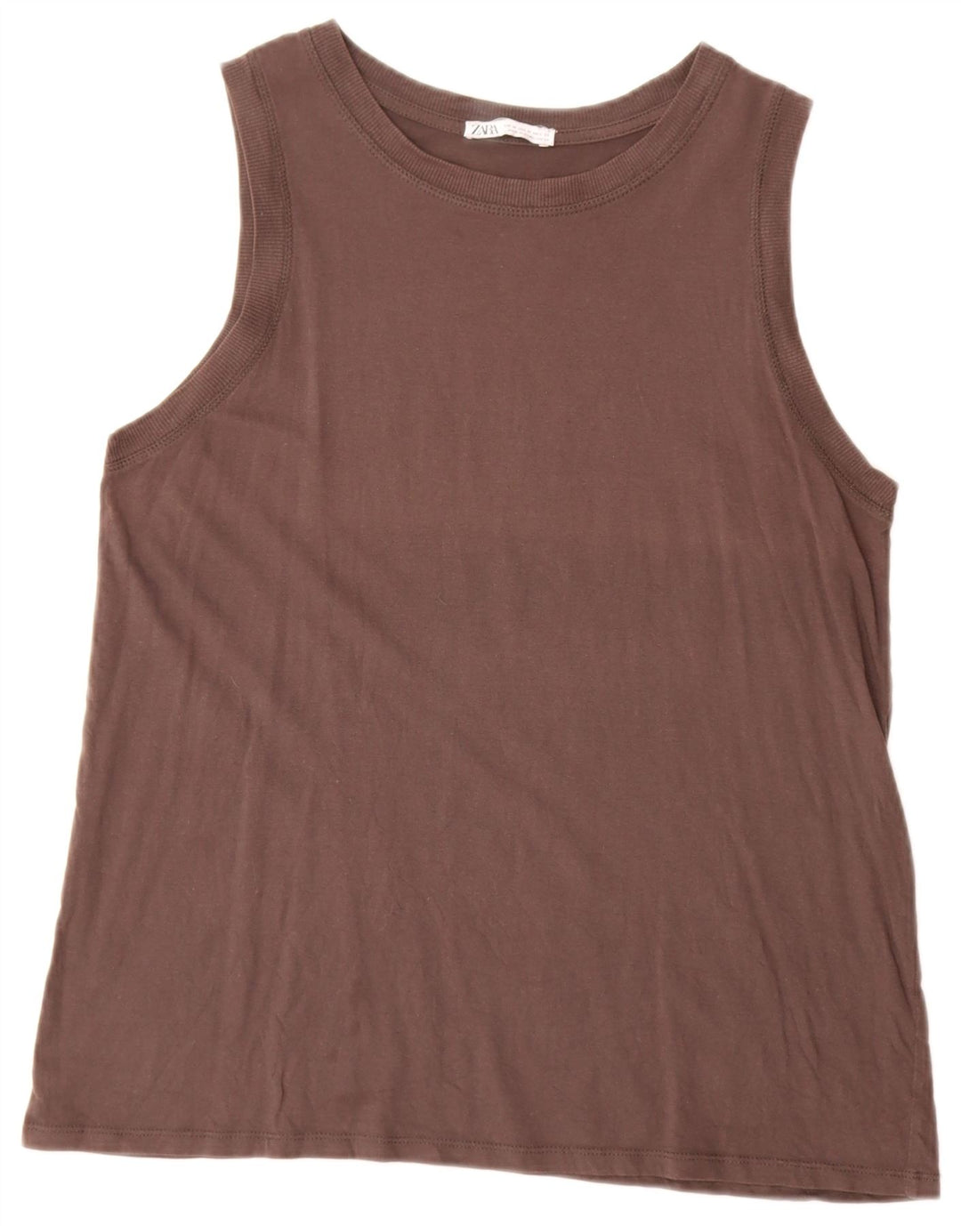 Zara Womens Vest Top UK 14 Medium Brown