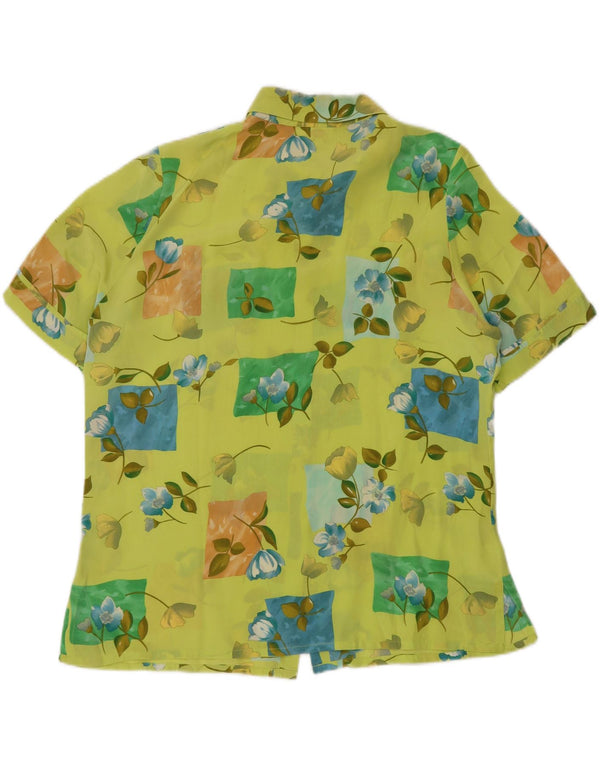 CHERIE Womens See Through Short Sleeve Shirt Blouse IT 48 XL Green Floral