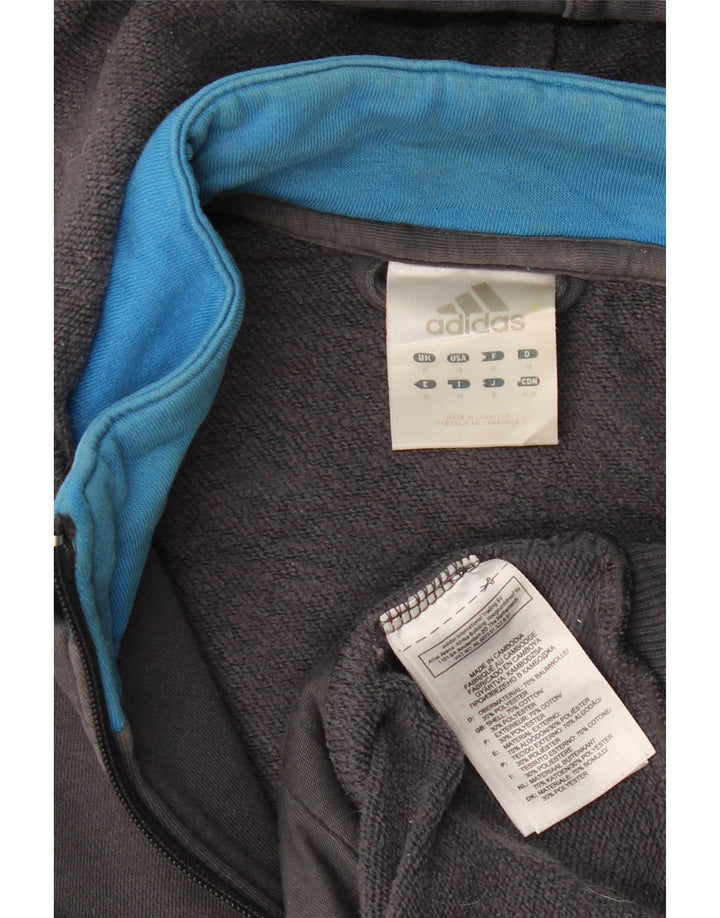 ADIDAS Mens Graphic Zip Hoodie Sweater Medium Grey Cotton