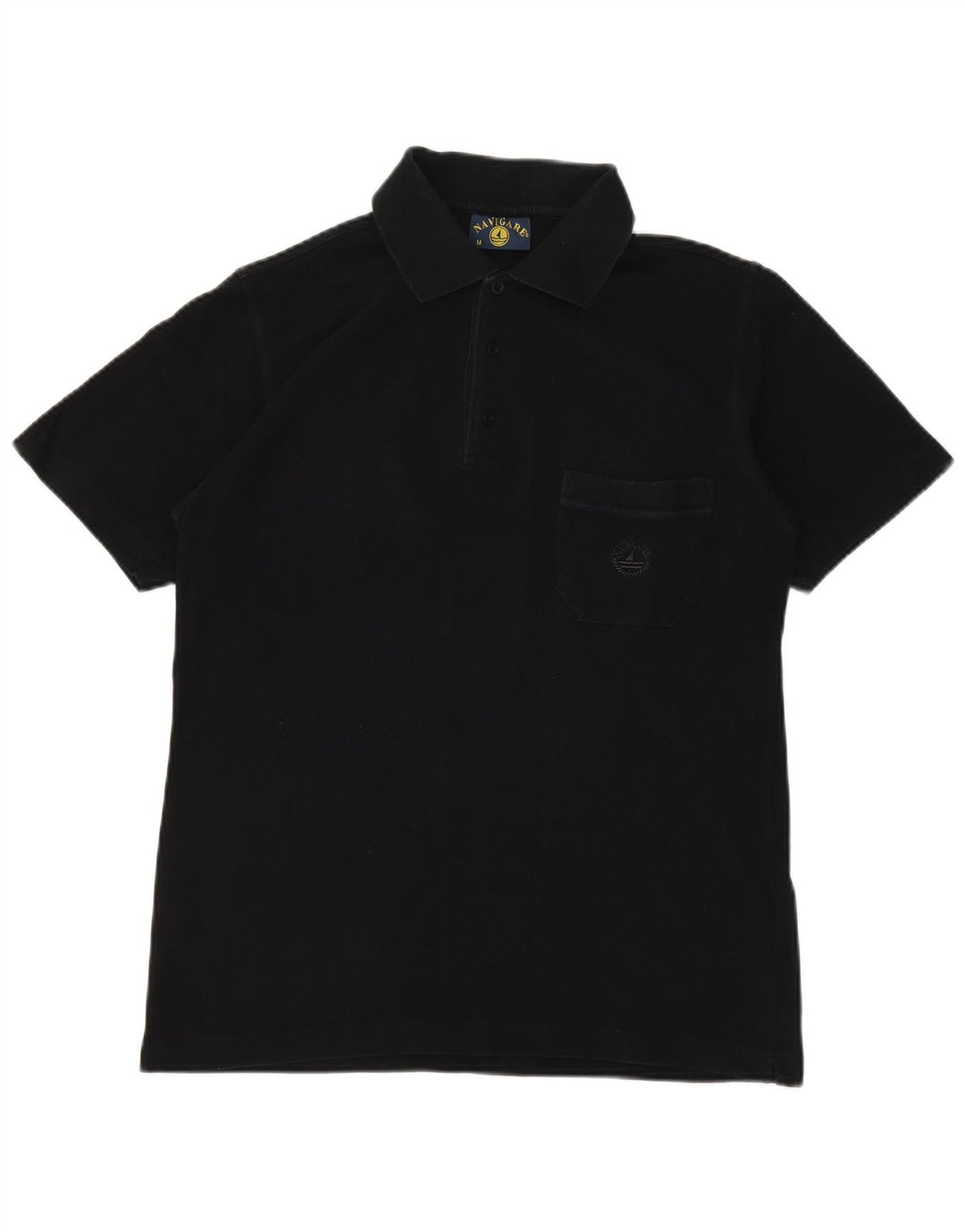 NAVIGARE Mens Polo Shirt Medium Black Cotton