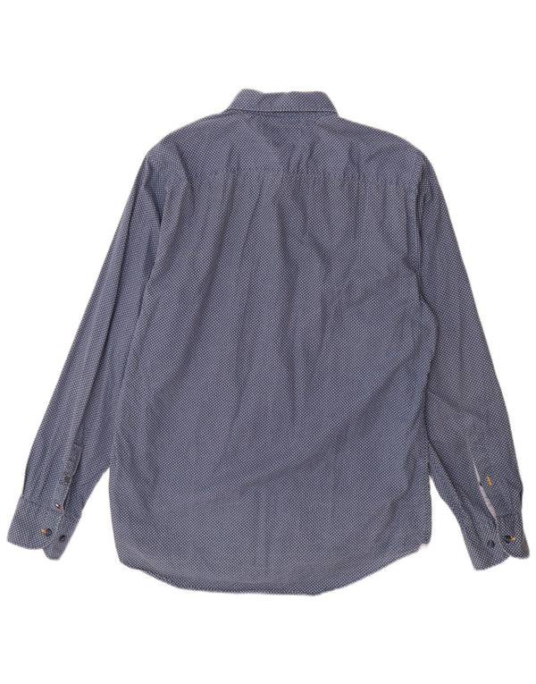 Tommy Hilfiger Mens Shirt Medium Blue Geometric Cotton