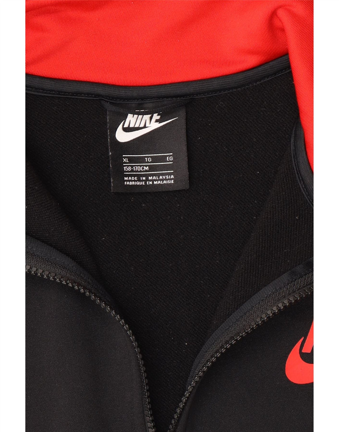 NIKE Boys Tracksuit Top Jacket 13-14 Years XL Black Colourblock Polyester