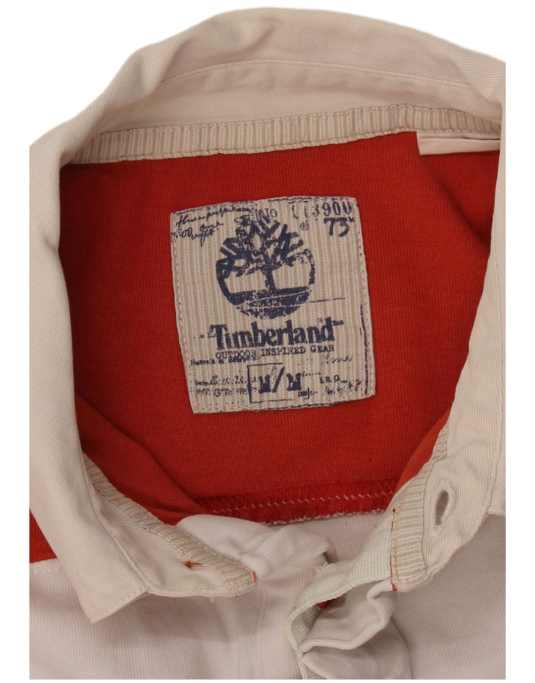 TIMBERLAND Mens Long Sleeve Rugby Polo Shirt Medium Red Striped