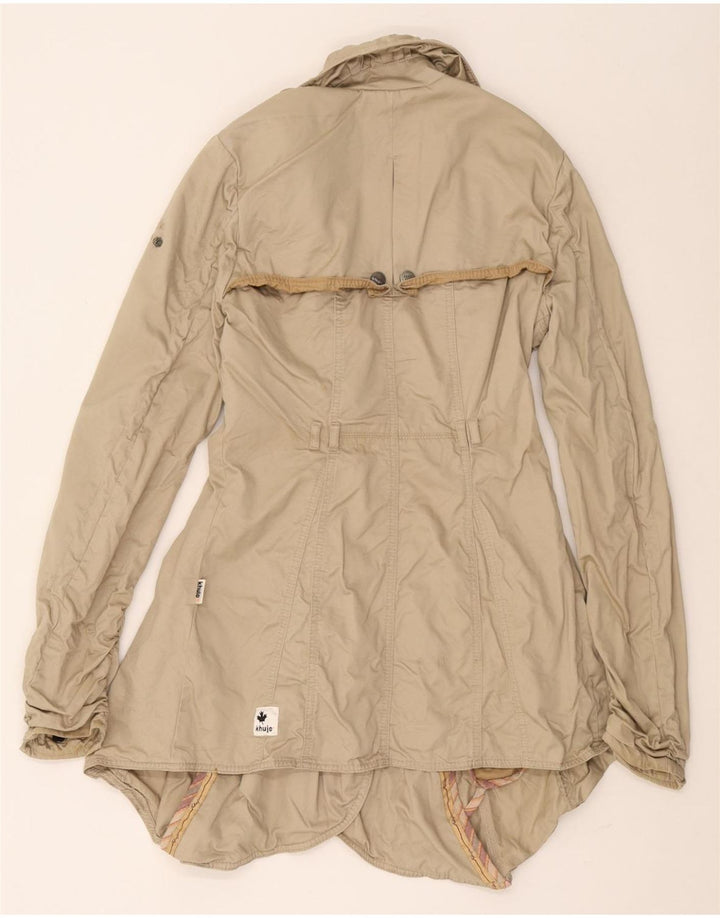 KHUJO Womens Trench Coat UK 10 Small Beige Cotton
