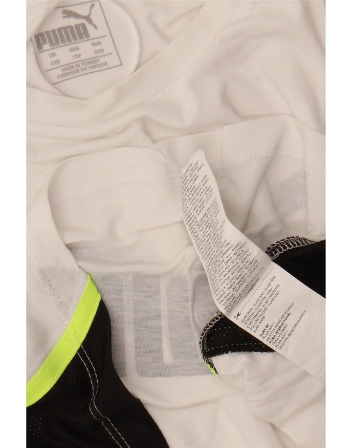 PUMA Womens Crop Oversized Graphic T-Shirt Top UK 2 2XS White Colourblock