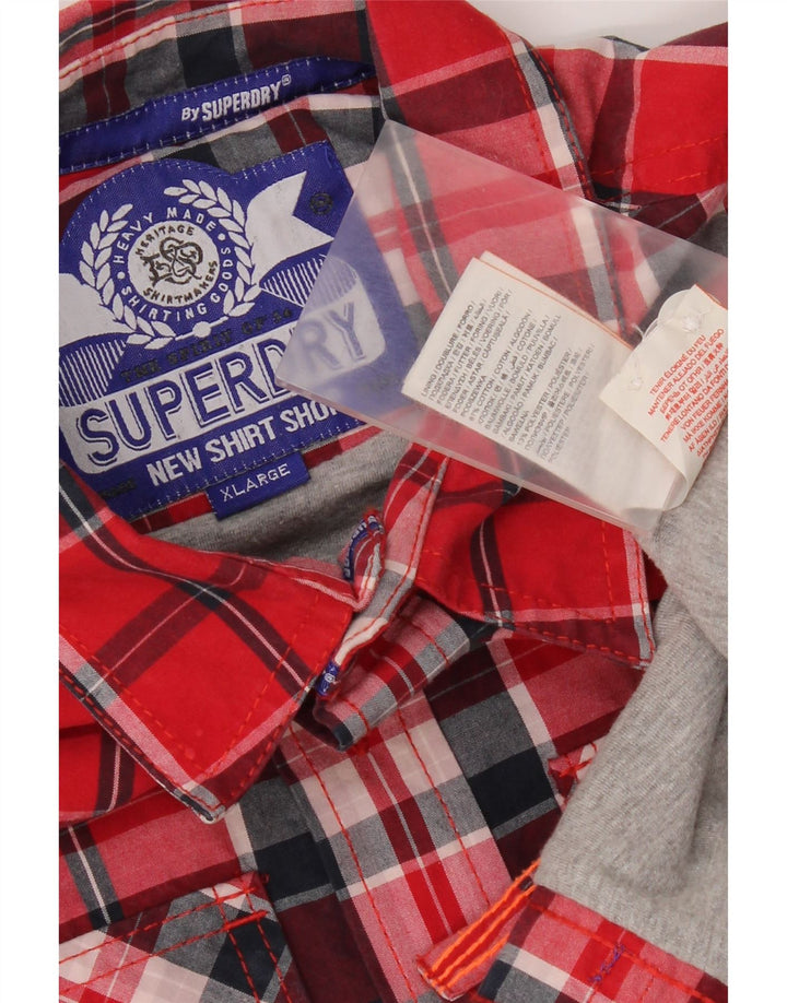 Superdry Mens Shirt XL Red Plaid Cotton