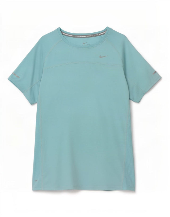 Nike Womens Dri Fit T-Shirt Top UK 10 Small Blue Polyester