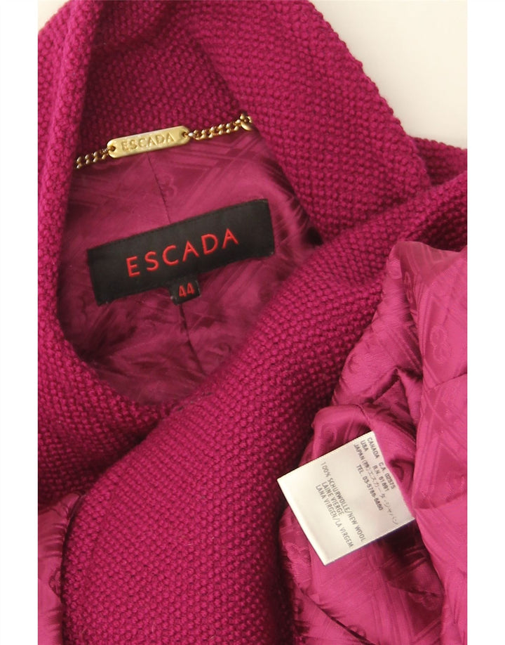 Escada Womens Double Breasted Coat EU 44 XL Purple New Wool