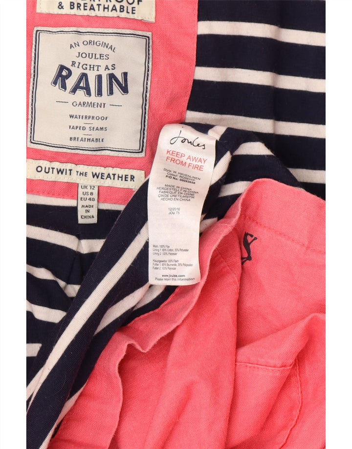JOULES Womens Hooded Raincoat UK 12 Medium  Pink Linen