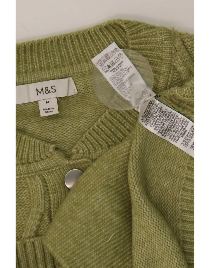 Marks & Spencer Womens Cardigan Sweater UK 14 Medium Green Polyester