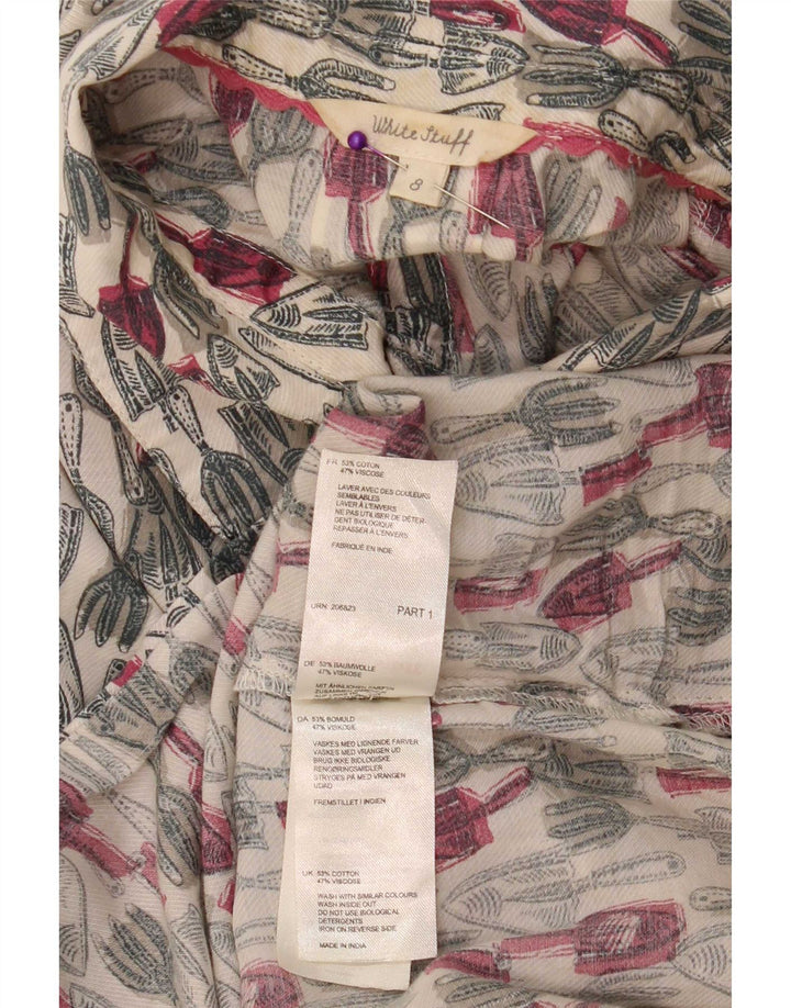 White Stuff Womens Abstract Pattern 3/4 Sleeve Shift Dress UK 8 Small
