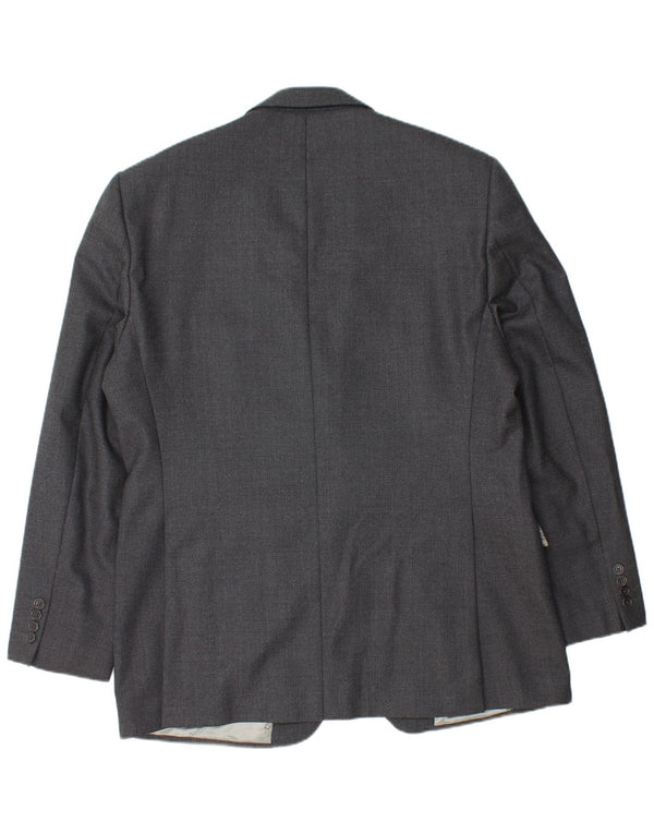 Aquascutum Mens 2 Button Blazer Jacket UK 46 3XL Grey Wool