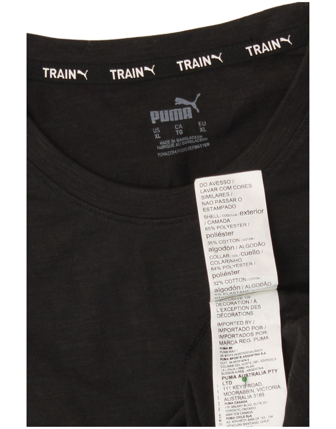 Puma Mens Graphic T-Shirt Top XL Black Polyester