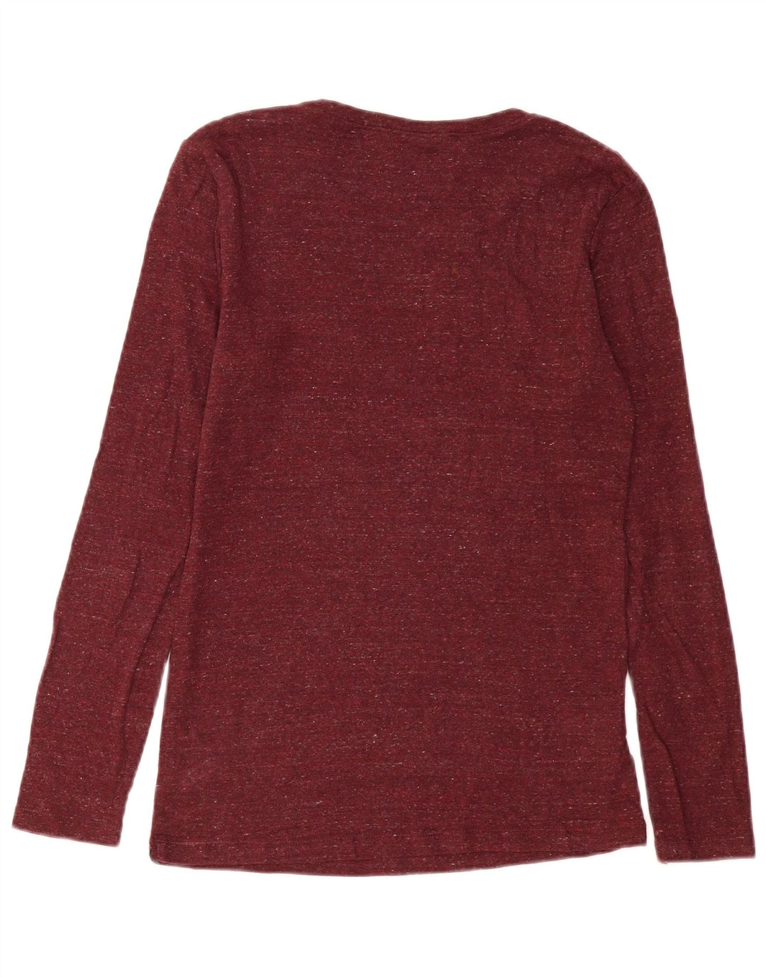 EDDIE BAUER Womens Top Long Sleeve UK 12 Medium Burgundy Flecked Cotton