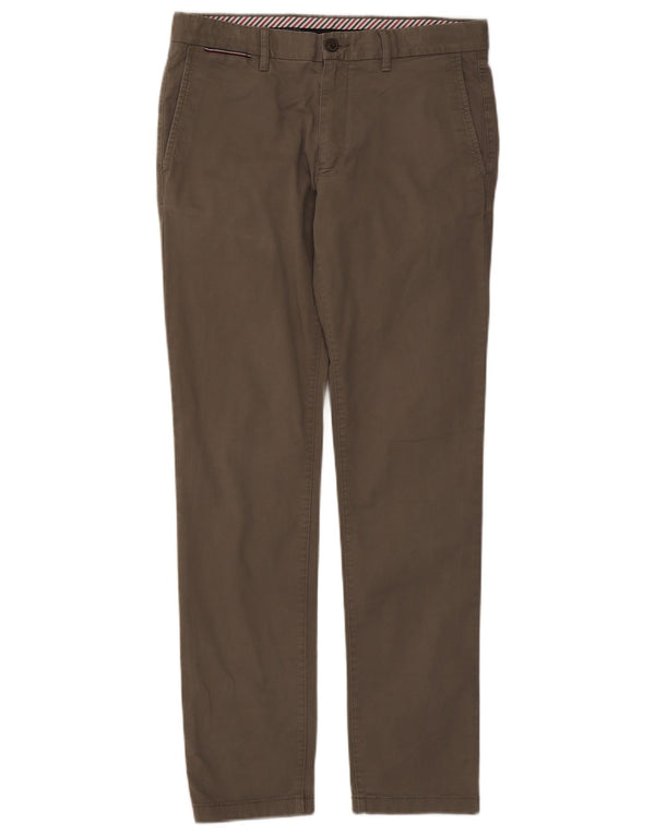 Tommy Hilfiger Mens Slim Chino Trousers W32 L32 Khaki Cotton