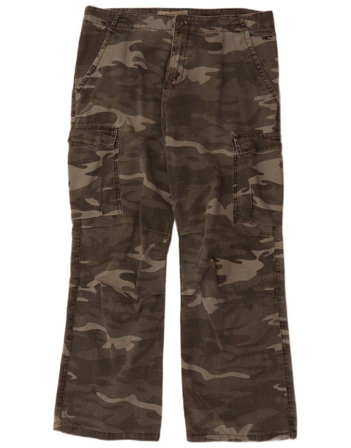 O'NEILL Mens Straight Cargo Trousers Large W36 L29 Khaki Camouflage Cotton