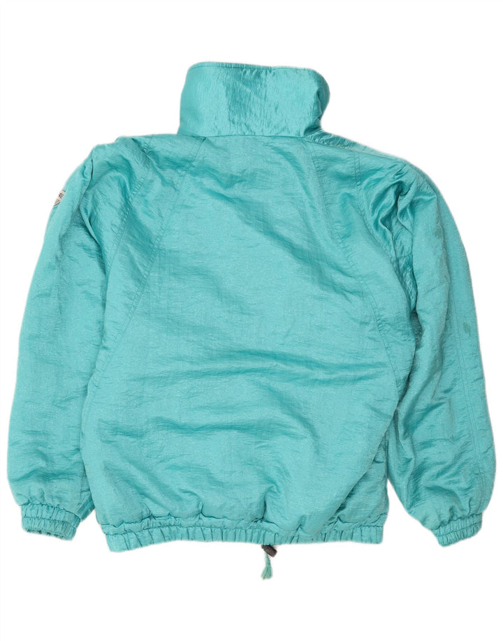 VINTAGE Womens Windbreaker Jacket IT 46 Large Blue Polyamide