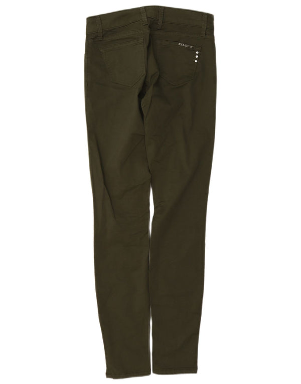 MET Womens Jessica Regular Skinny Casual Trousers W26 L30 Khaki Cotton